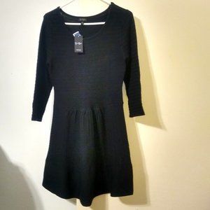 NWT ~ Jessica Simpson Black Sweater Dress Grivola Ribbed Texture (Size: Large)